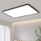 Slim White Rectangular LED Flush Mount Light Living Room Image - 3