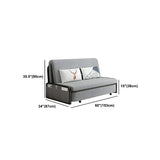 Slipcovered Grey Linen Metal Frame Cushion Back Sofa Bed Image - 15