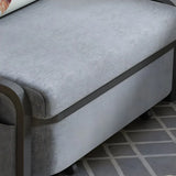 Slipcovered Grey Linen Metal Frame Cushion Back Sofa Bed Image - 9