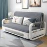 Slipcovered Linen Square Arm Cushion Back Sofa Bed Image - 4