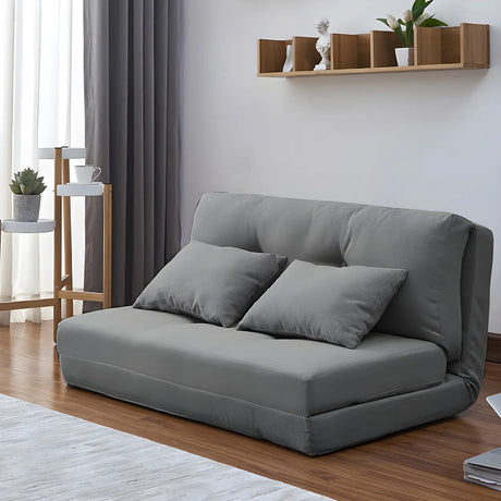Slipcovered Linen Tufted Back Two Seats Sofa Bed Image - 1