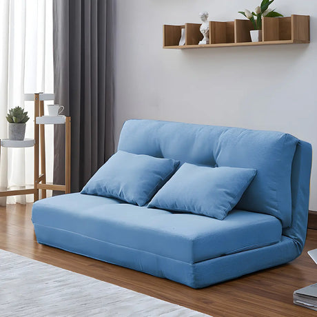 Slipcovered Linen Tufted Back Two Seats Sofa Bed Image - 2