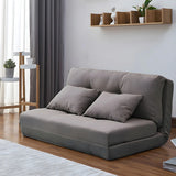 Slipcovered Linen Tufted Back Two Seats Sofa Bed Image - 3