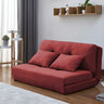 Slipcovered Linen Tufted Back Two Seats Sofa Bed Image - 9