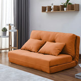 Slipcovered Linen Tufted Back Two Seats Sofa Bed Image - 4