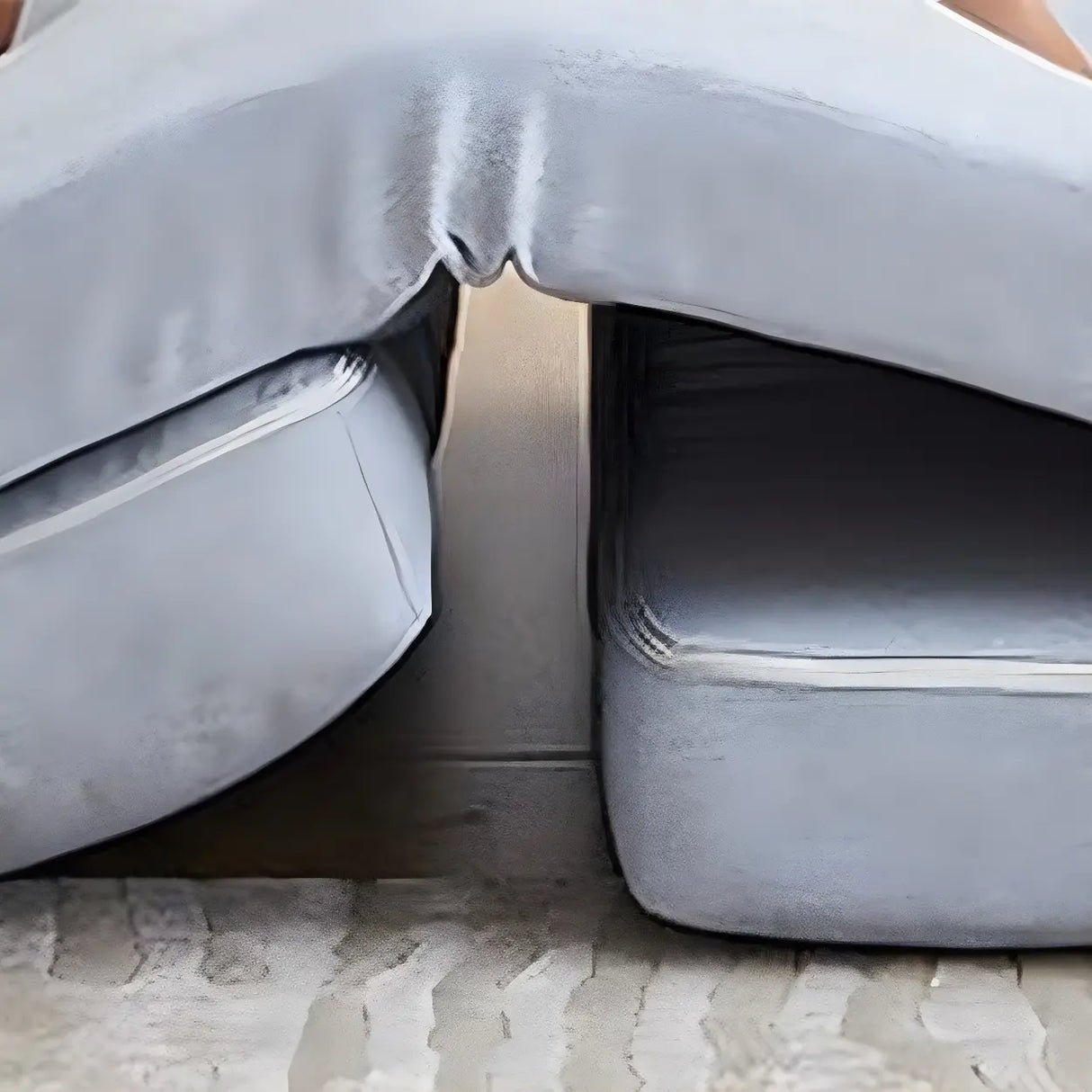 Slipcovered Linen Tufted Back Two Seats Sofa Bed Image - 11