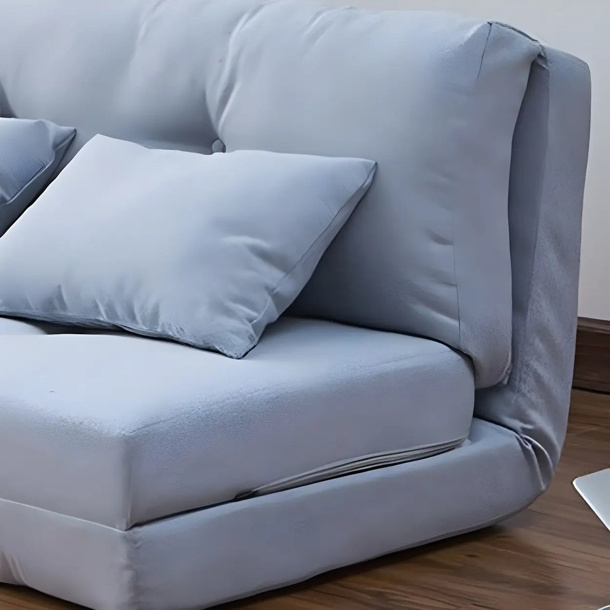 Slipcovered Linen Tufted Back Two Seats Sofa Bed Image - 13