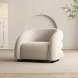 Flannel Sloped Arms Fixed Back Wood Sled Accent Chair Image - 3