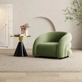 Flannel Sloped Arms Fixed Back Wood Sled Accent Chair Image - 4