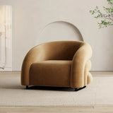 Flannel Sloped Arms Fixed Back Wood Sled Accent Chair Image - 7