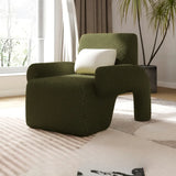 Small Beige Sherpa Pillow Back Reclining Arm Chair Image - 5