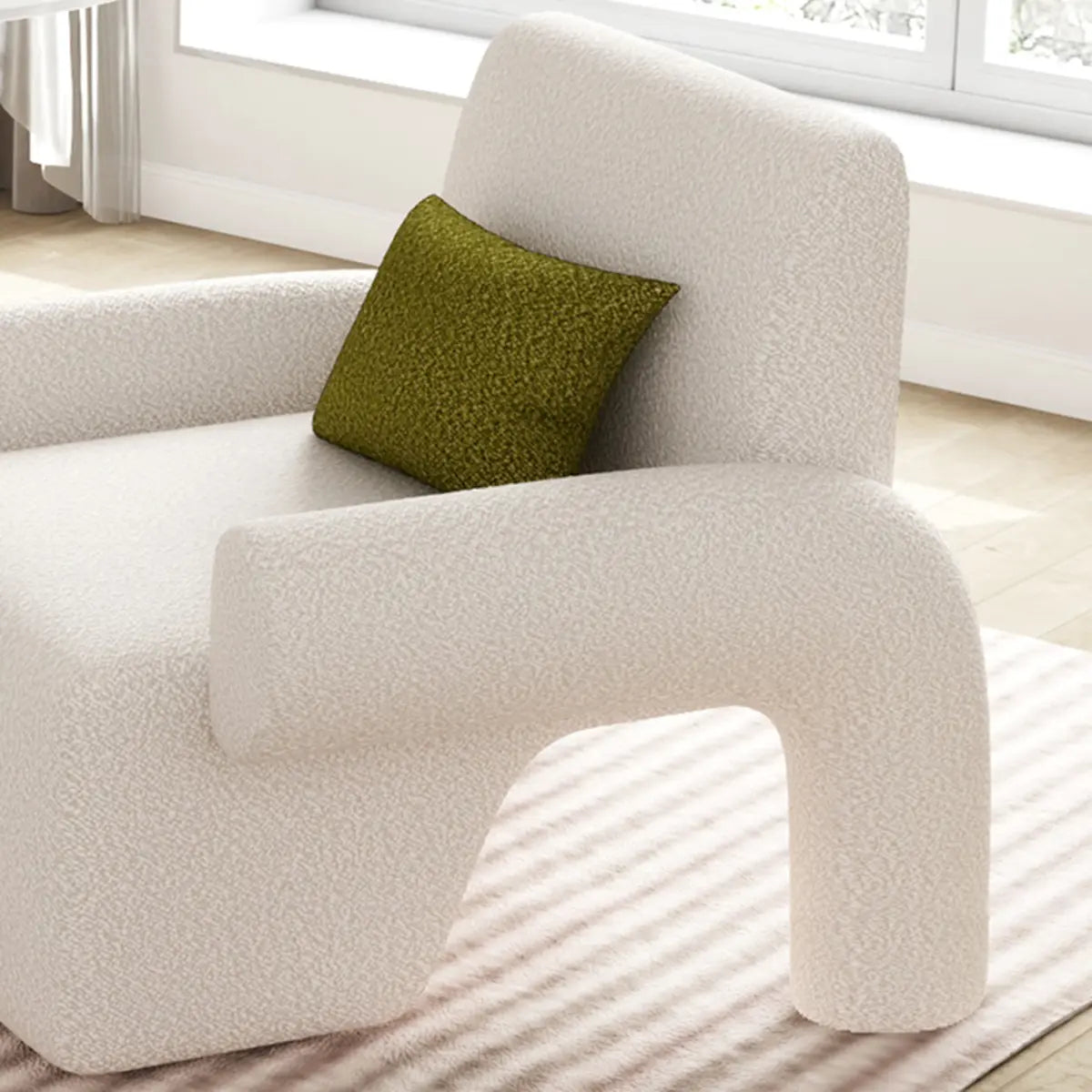 Small Beige Sherpa Pillow Back Reclining Arm Chair Image - 8
