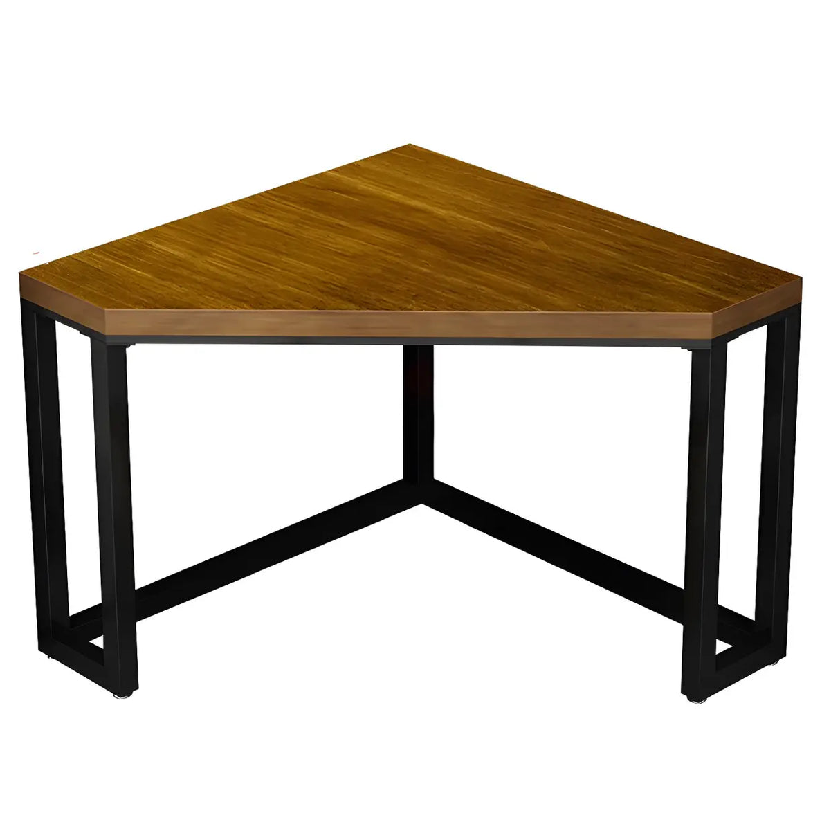 Small Brown Pine Wood Iron Sled Corner Writing Desk Image - 5