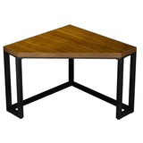 Small Brown Pine Wood Iron Sled Corner Writing Desk Image - 5