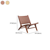 Small Brown Saddle Leather Woven Back Accent Chair #size