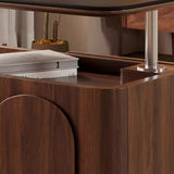 Small Brown Stone Lift Top Coffee Table with Shelves Image - 10