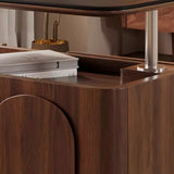 Small Brown Stone Lift Top Coffee Table with Shelves Image - 10