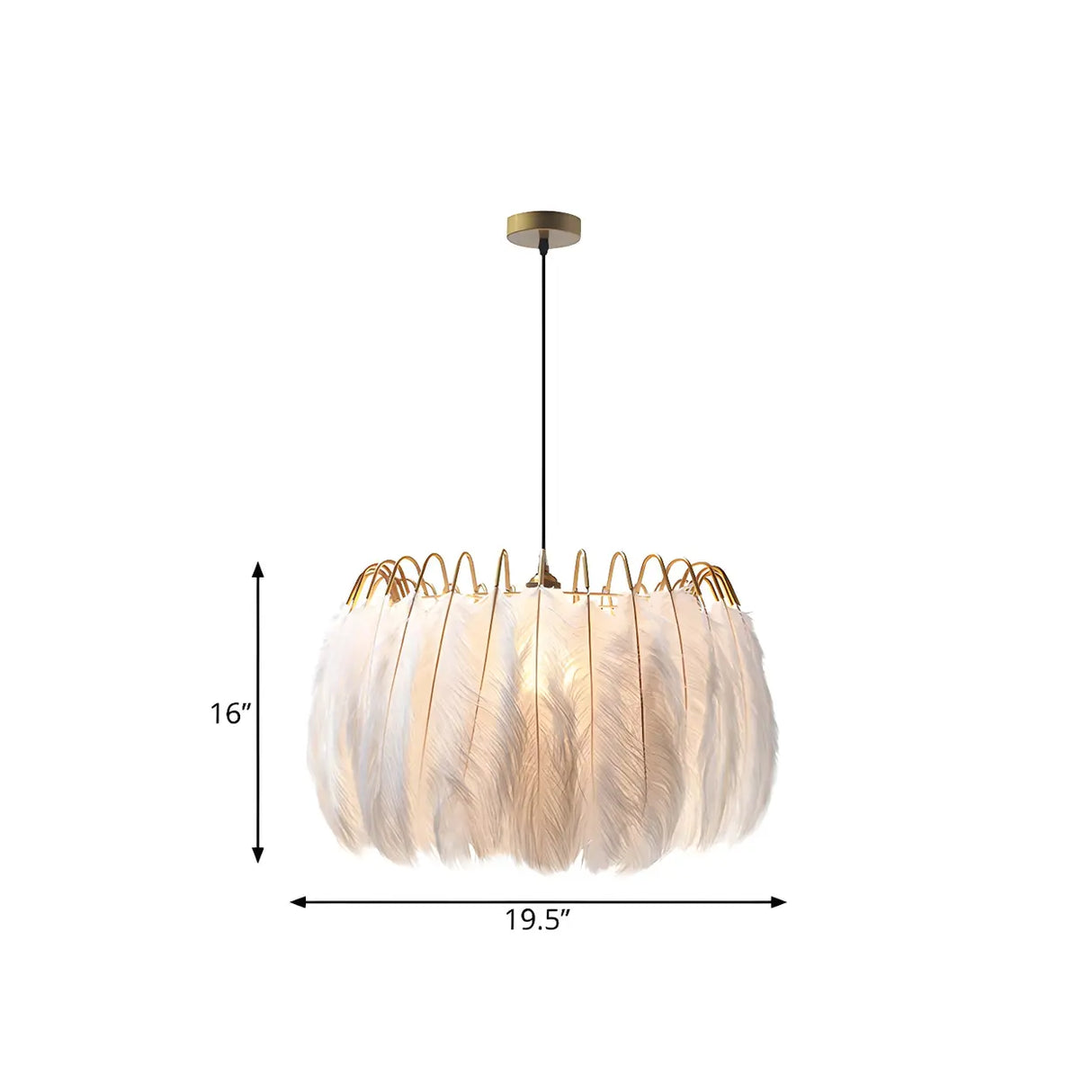 Small Elegant White Feather-Shaped Pendant Light 