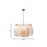 Small Elegant White Feather-Shaped Pendant Light #size