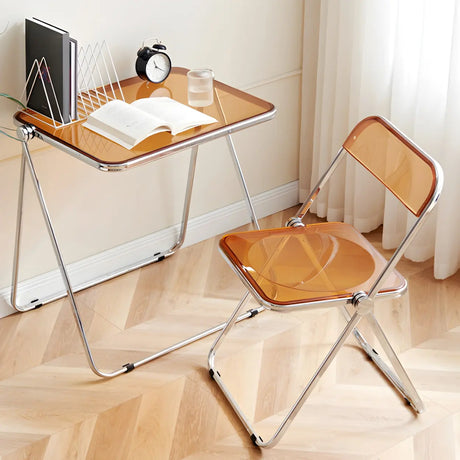 Small Foldable Metal Sled Base Acrylic Writing Desk Image - 1