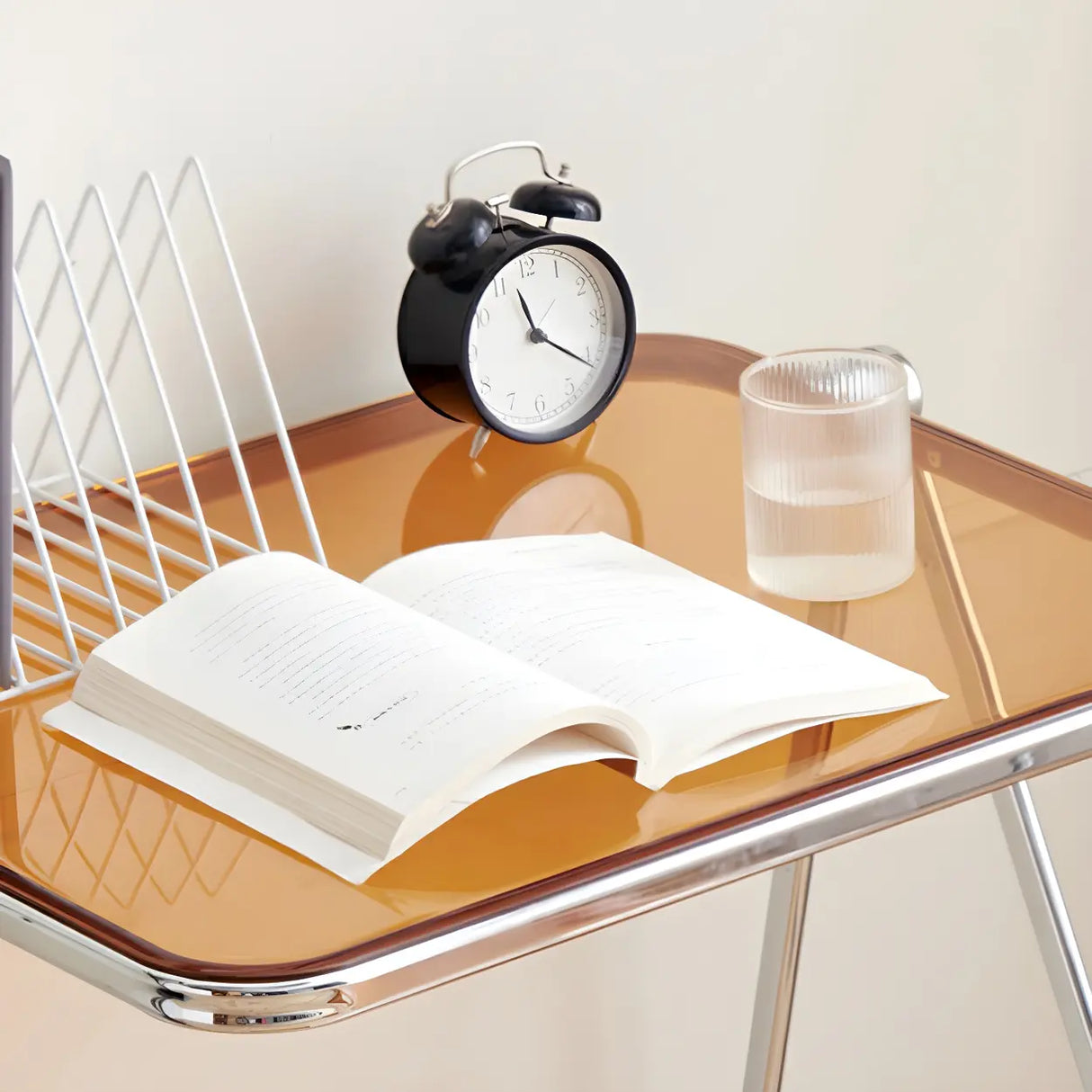 Small Foldable Metal Sled Base Acrylic Writing Desk Image - 10