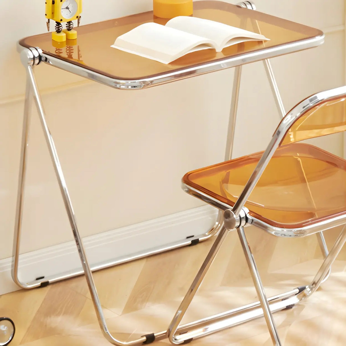 Small Foldable Metal Sled Base Acrylic Writing Desk Image - 17