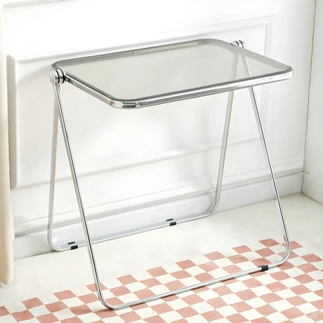 Small Foldable Metal Sled Base Acrylic Writing Desk Image - 2