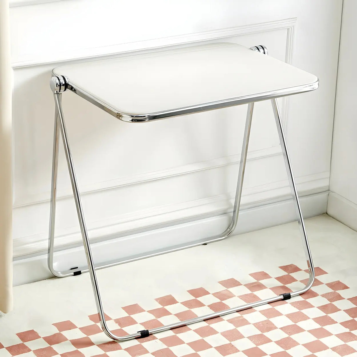 Small Foldable Metal Sled Base Acrylic Writing Desk Image - 3