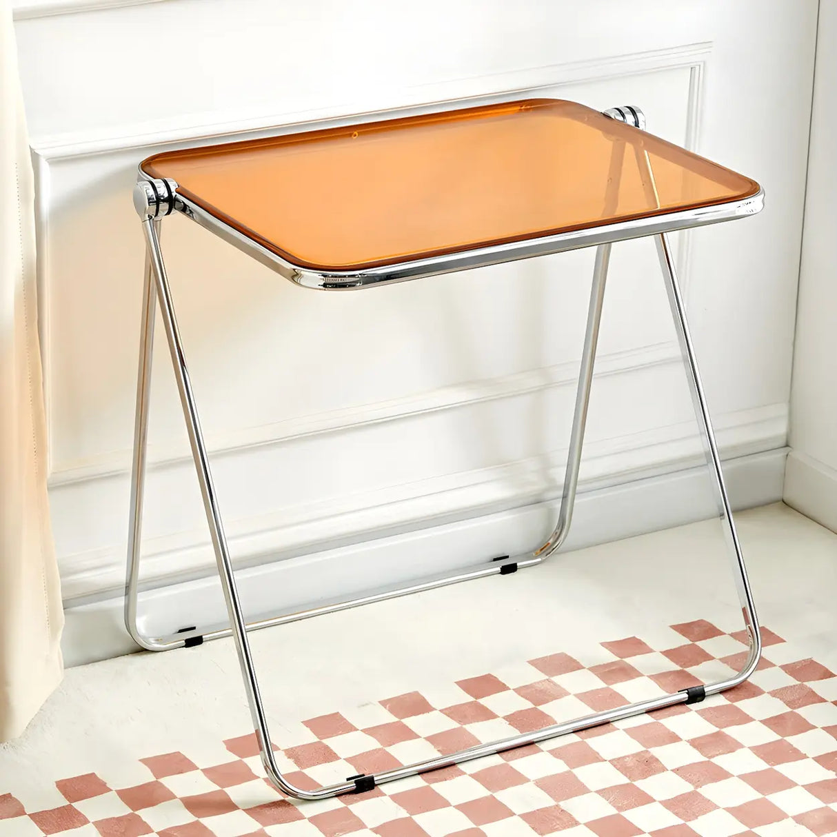 Small Foldable Metal Sled Base Acrylic Writing Desk Image - 5