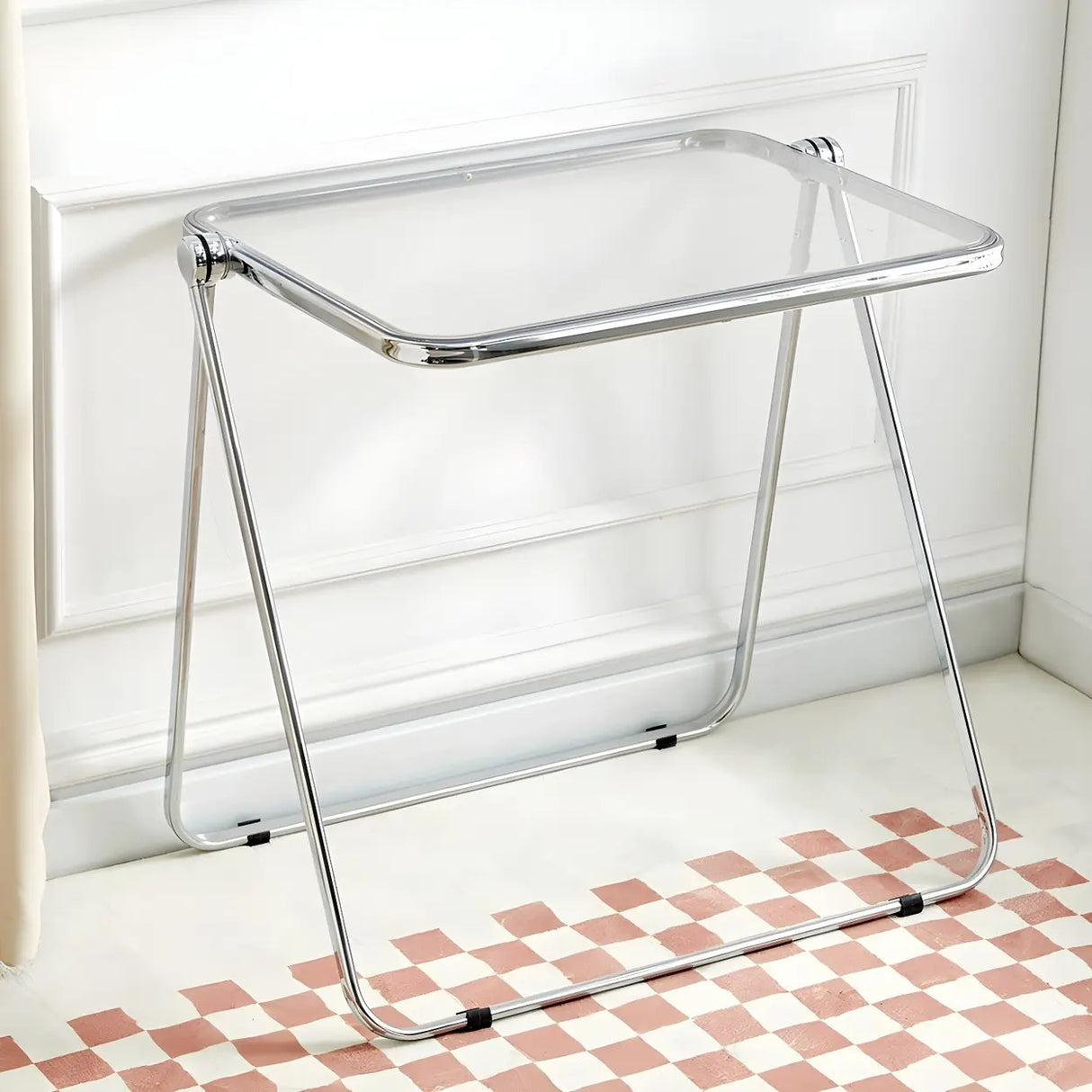 Small Foldable Metal Sled Base Acrylic Writing Desk Image - 7