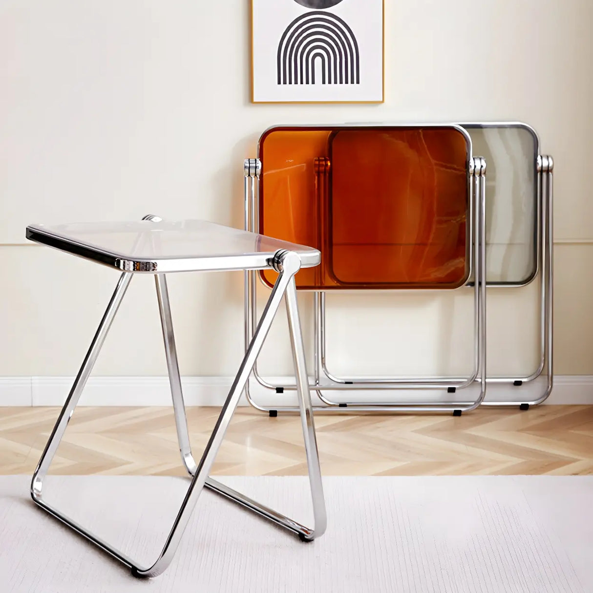 Small Foldable Metal Sled Base Acrylic Writing Desk Image - 8