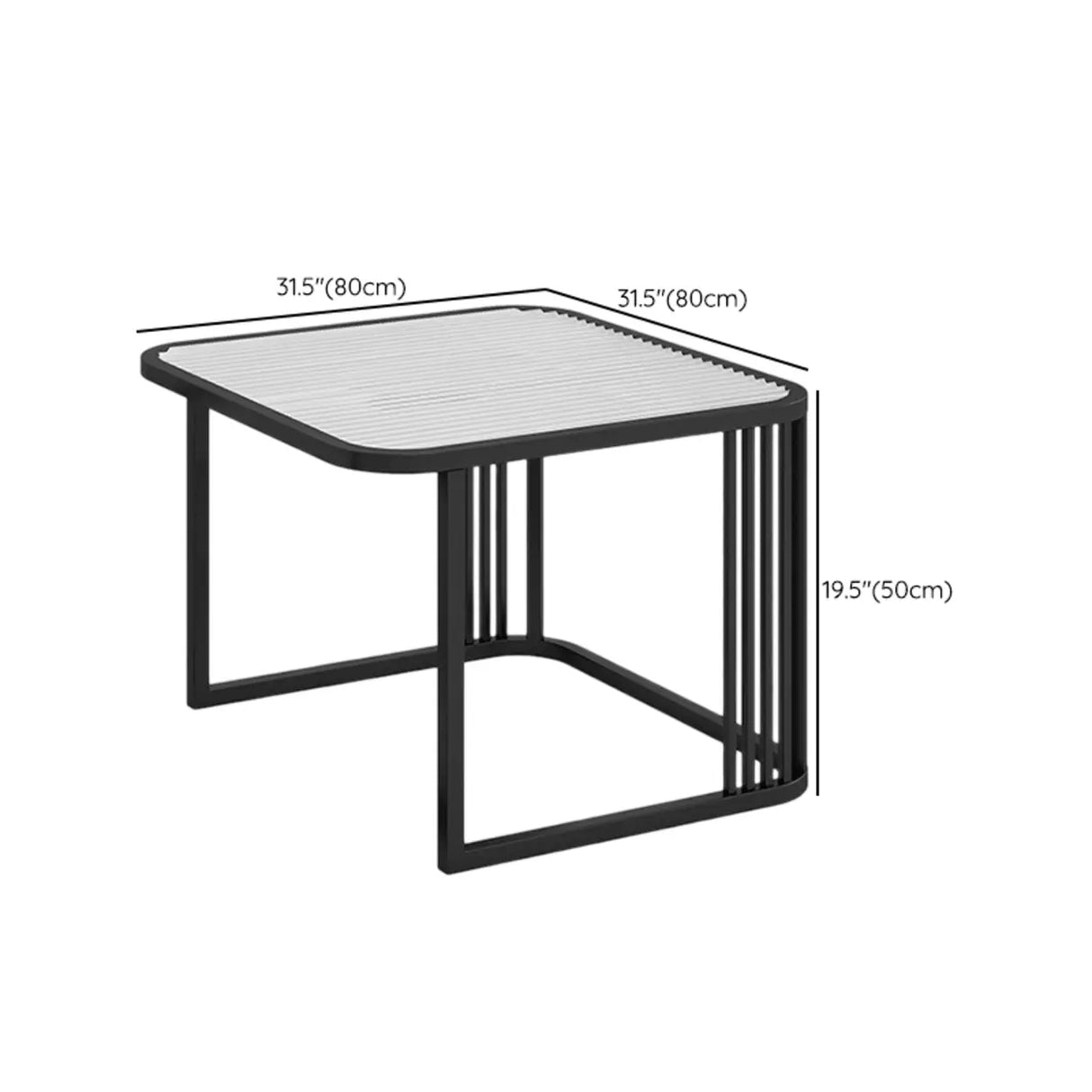 Small Glass Square Top White Metal Frame Coffee Table 