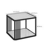 Small Glass Square Top White Metal Frame Coffee Table Image - 13
