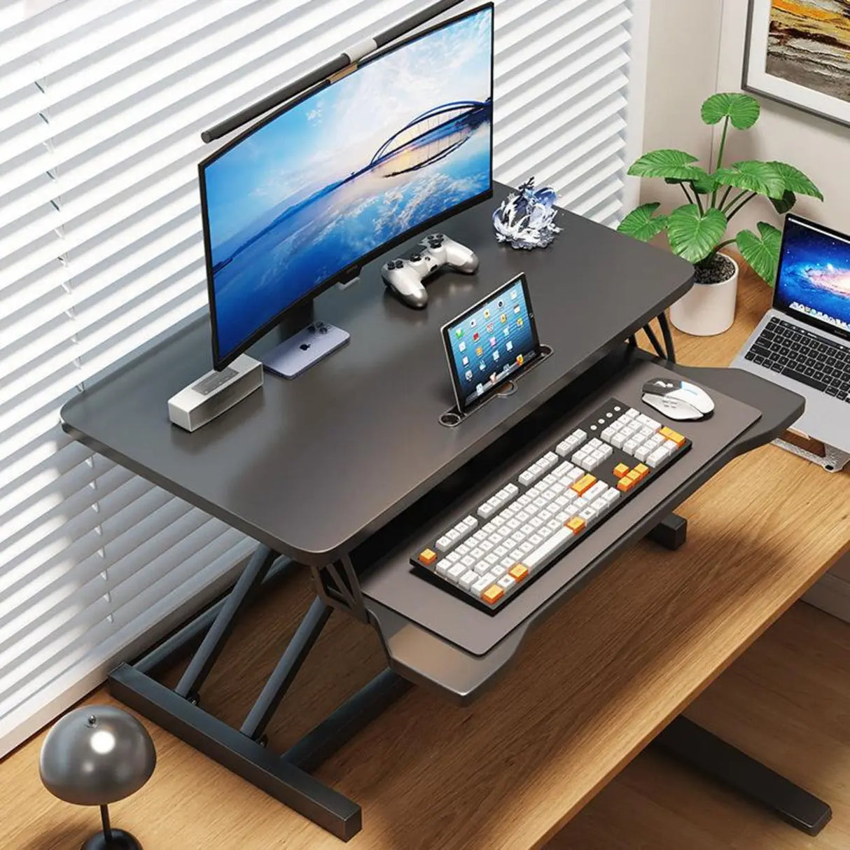 Small Narrow Foldable Adjustable Wooden Writing Desk Image - 4