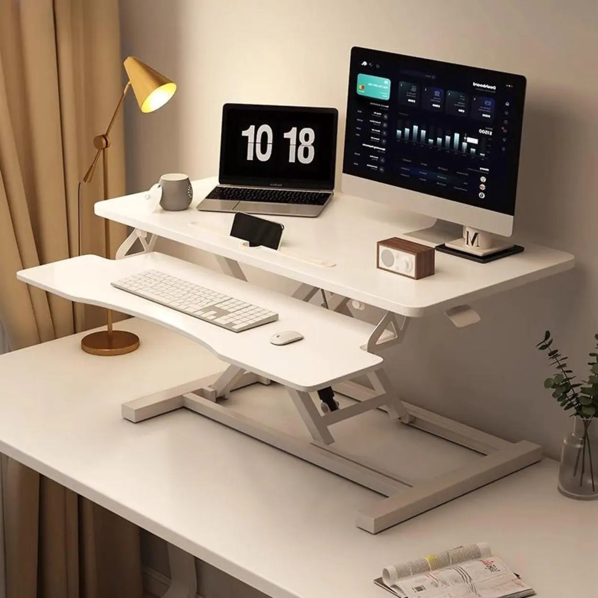 Small Narrow Foldable Adjustable Wooden Writing Desk Image - 6