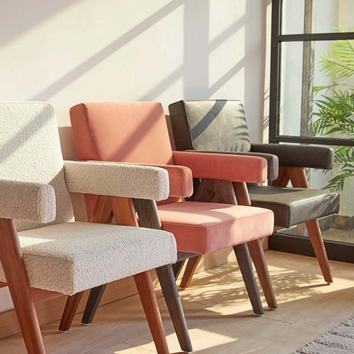 Small Polar Fleece Fixed Back Wooden Legs Arm Chair Image - 1