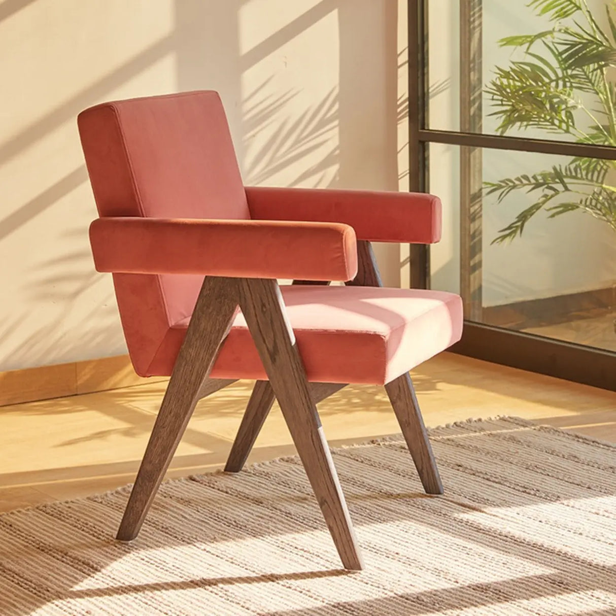 Small Polar Fleece Fixed Back Wooden Legs Arm Chair Image - 3