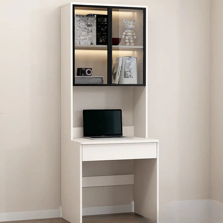 Small Standard Wood Credenza Desk with Hutch and Shelf Image - 1