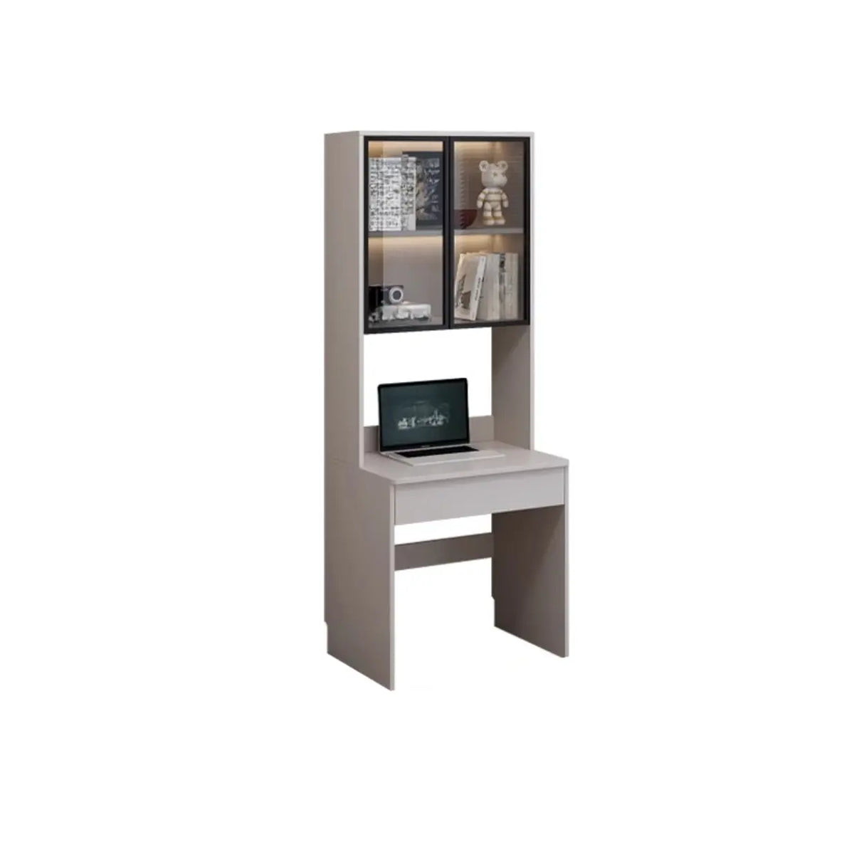Small Standard Wood Credenza Desk with Hutch and Shelf Image - 13