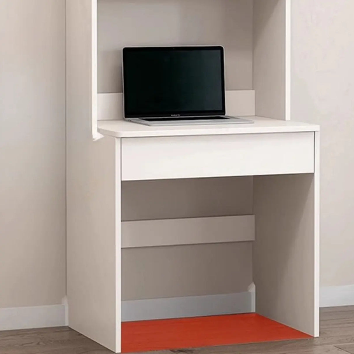 Small Standard Wood Credenza Desk with Hutch and Shelf Image - 14