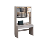 Small Standard Wood Credenza Desk with Hutch and Shelf Image - 17