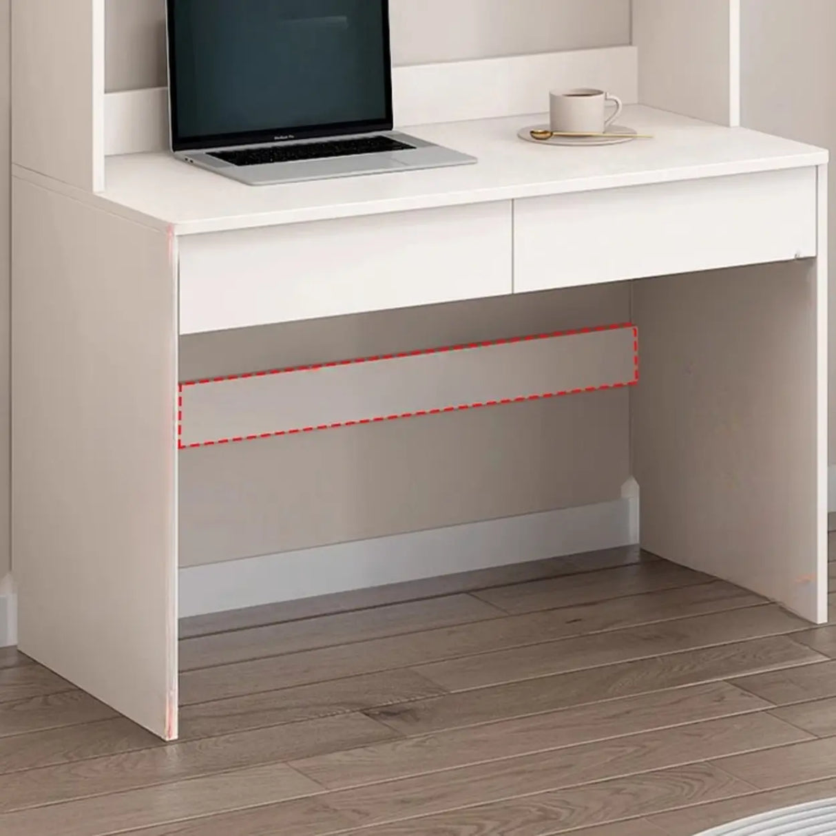 Small Standard Wood Credenza Desk with Hutch and Shelf Image - 18