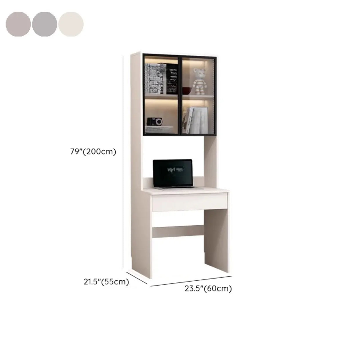 Small Standard Wood Credenza Desk with Hutch and Shelf Image - 21
