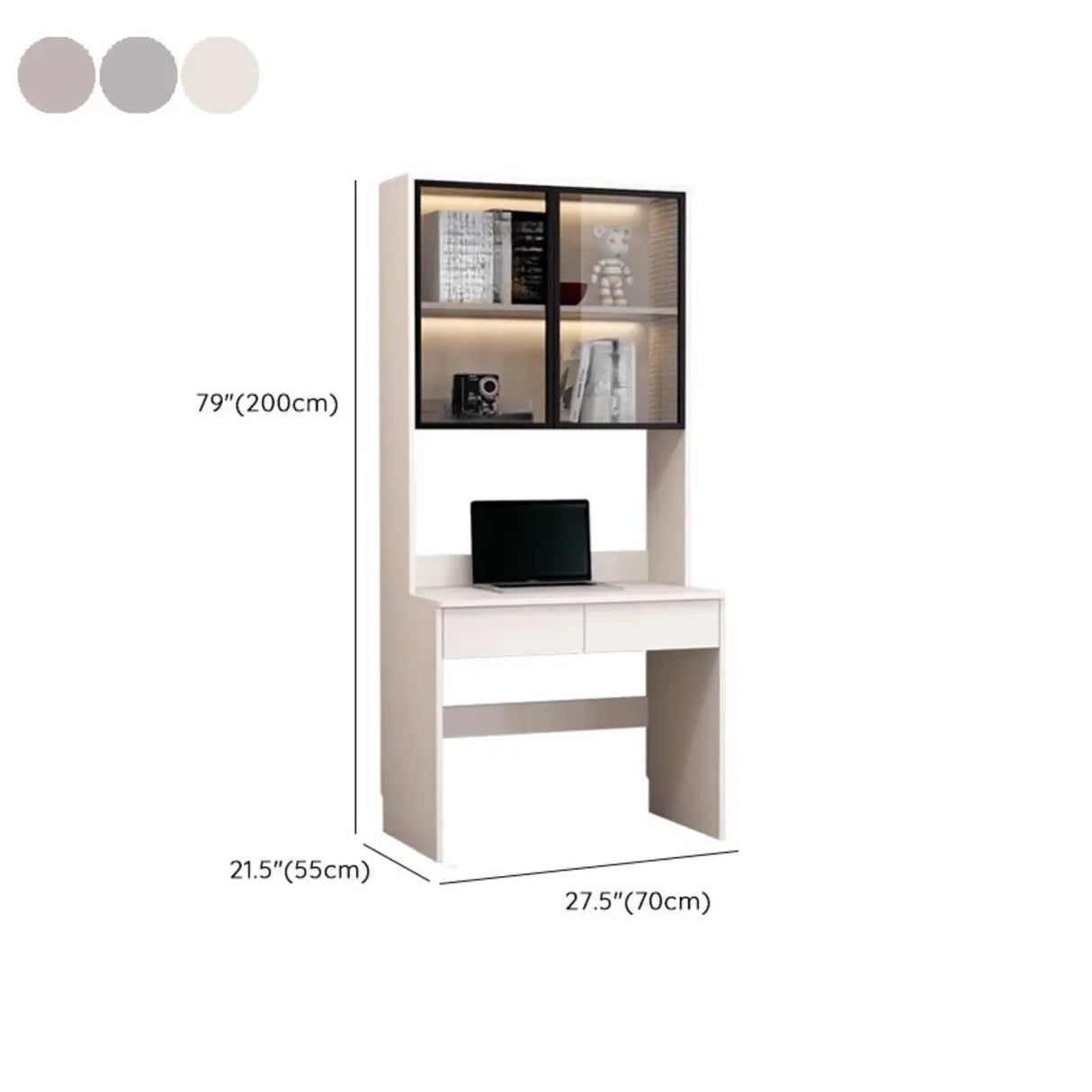 Small Standard Wood Credenza Desk with Hutch and Shelf Image - 22