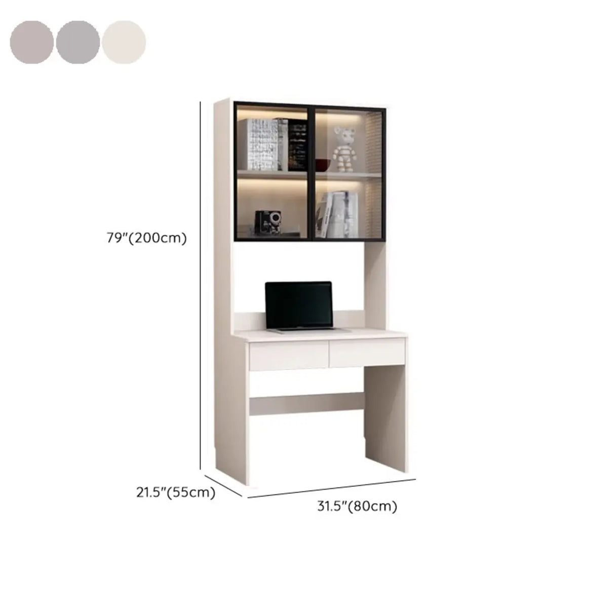 Small Standard Wood Credenza Desk with Hutch and Shelf Image - 23