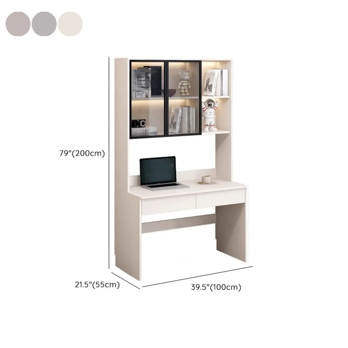 Small Standard Wood Credenza Desk with Hutch and Shelf Image - 25