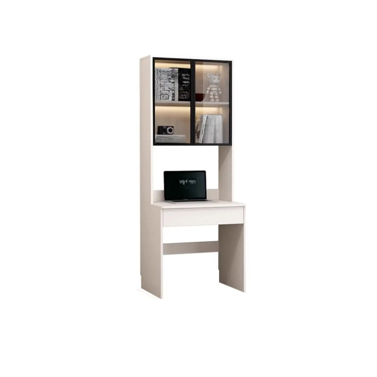 Small Standard Wood Credenza Desk with Hutch and Shelf Image - 3