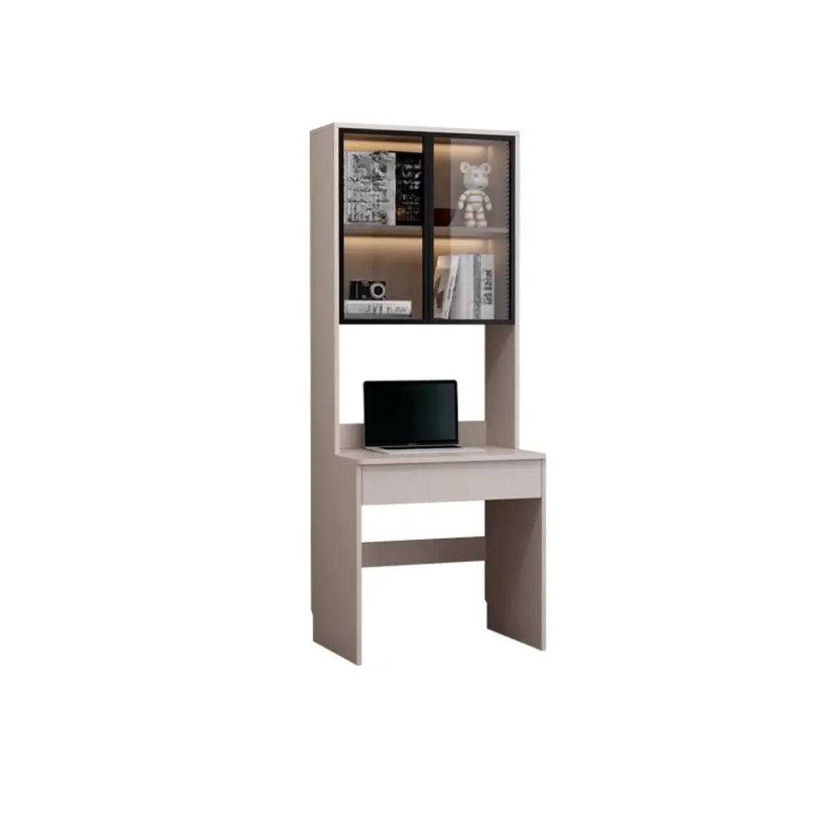 Small Standard Wood Credenza Desk with Hutch and Shelf Image - 7