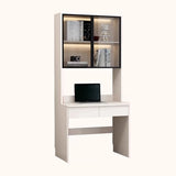 Small Standard Wood Credenza Desk with Hutch and Shelf Image - 8