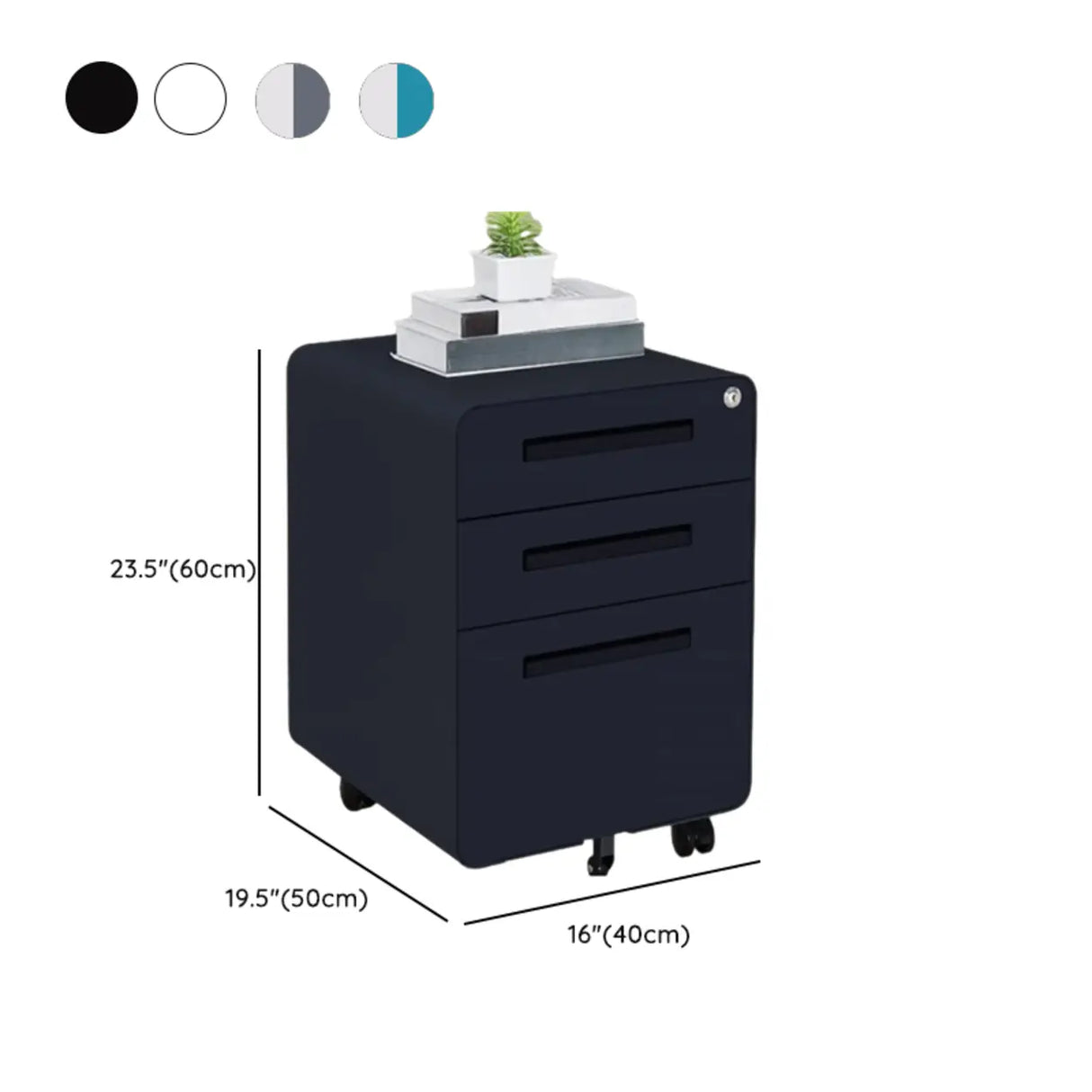 Small Steel Vertical Casters Secure Storage Filing Cabinet 